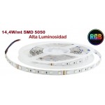 Tira LED 5 mts Flexible 72W 300 Led SMD 5050 IP20 RGB Alta Luminosidad